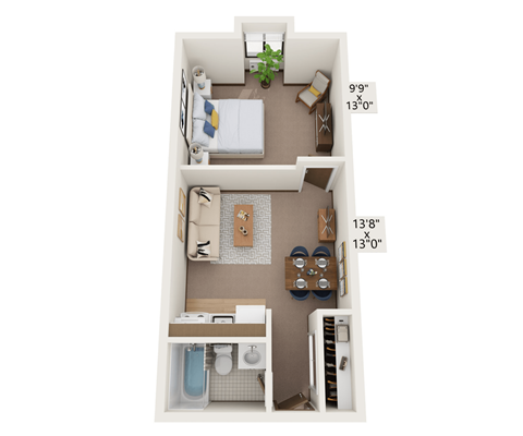 Della Plaza One Bedroom Floor Plan